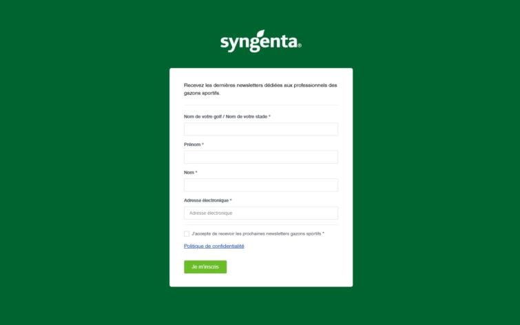 Formulaire d'inscription à la Newsletter Gazon