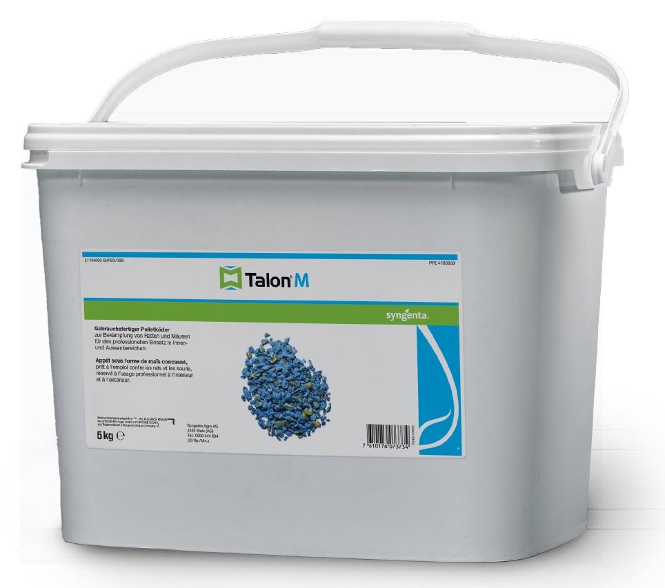 Seau en plastique blanc avec étiquette « Talon M » et couvercle, sur fond blanc